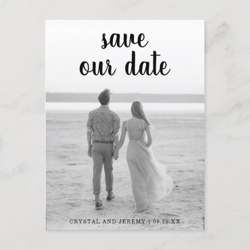 Simple Script Photo Wedding Save the Date Announcement Postcard