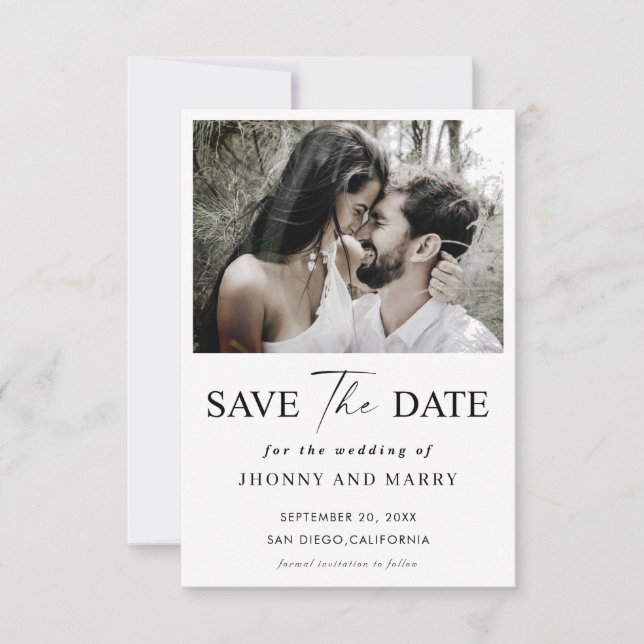 Simple Script Photo Wedding save the date cards (Front)
