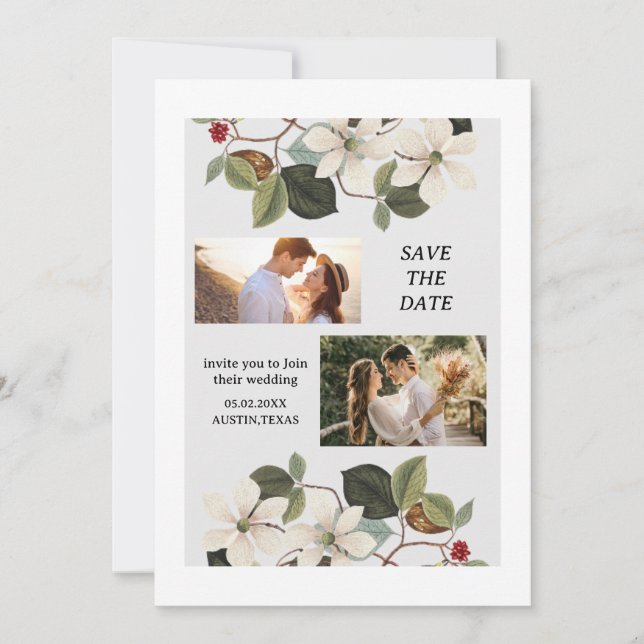 Simple Script Photo Wedding save the date cards (Front)