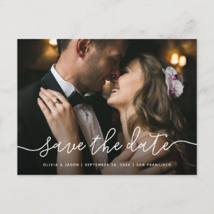 Simple Script   Photo Wedding Save the Date Postcard