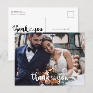 Simple Script Photo Wedding Thank You Budget Postcard