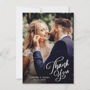 Simple Script Photo Wedding Thank You Card