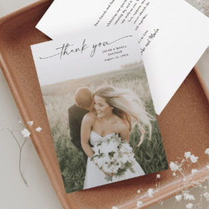 Simple Script Photo Wedding Thank You Card