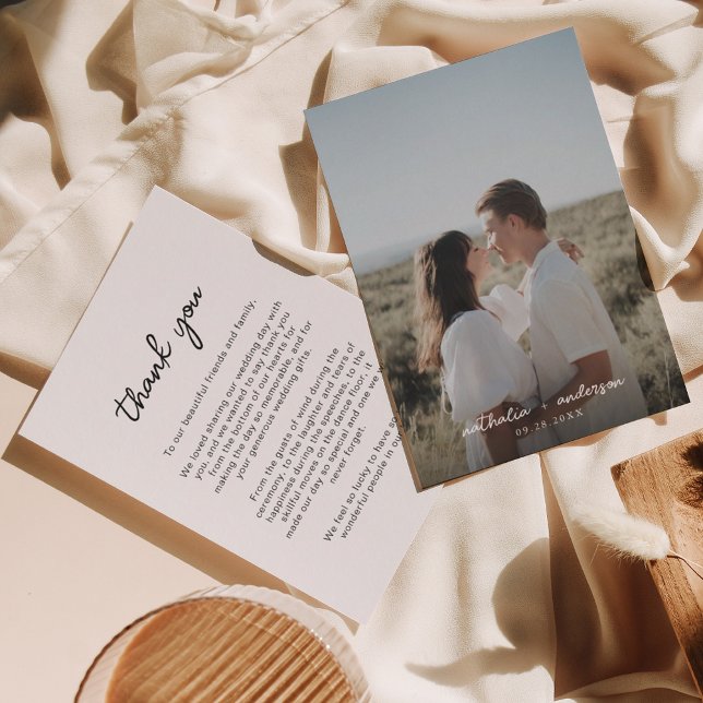 Simple Script Photo Wedding Thank You Card (Creator Uploaded)