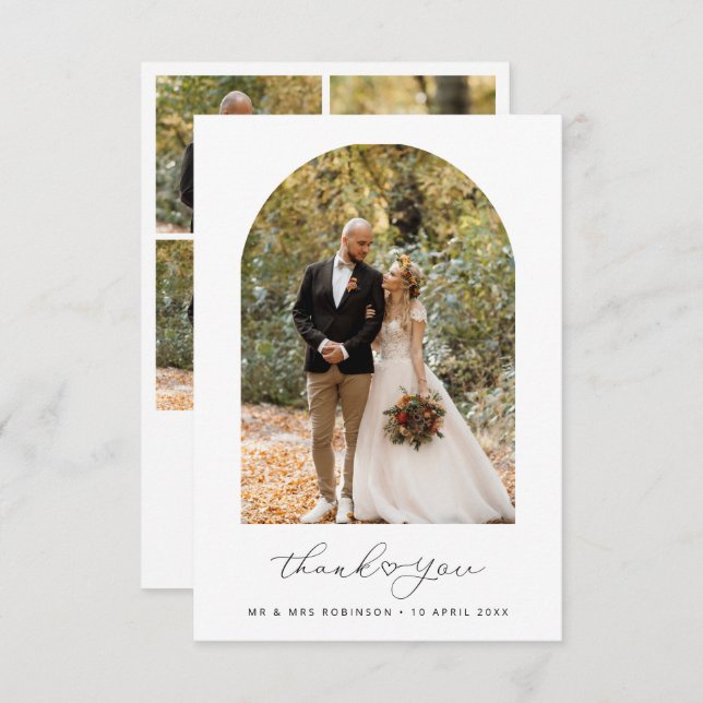 Simple script photo wedding thank you card (Front/Back)