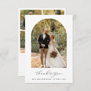 Simple script photo wedding thank you card