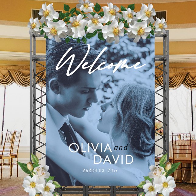 Simple Script Photo Wedding Welcome Sign Poster (Creator Uploaded)