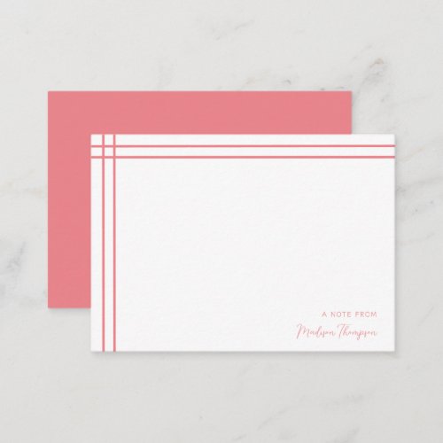 Simple Script Pink 2 Side Double Border Note Card
