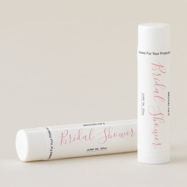 Simple Script Pink Bridal Shower Lip Balm (Front)