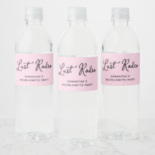 Simple Script Pink Last Rodeo Bachelorette Party Water Bottle Label