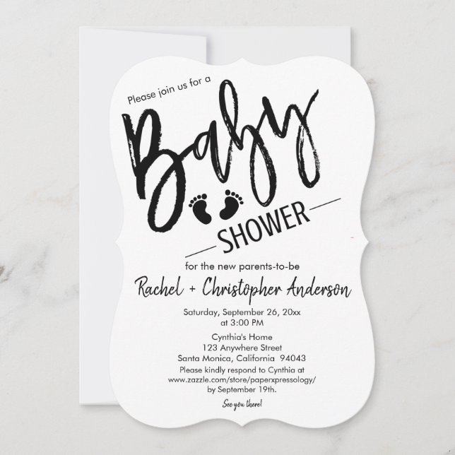 Simple Script Pregnancy Announcement Baby Shower  (Front)