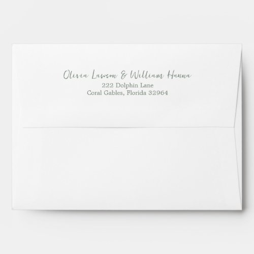 Simple Script Preprinted Return Address Sage Green Envelope