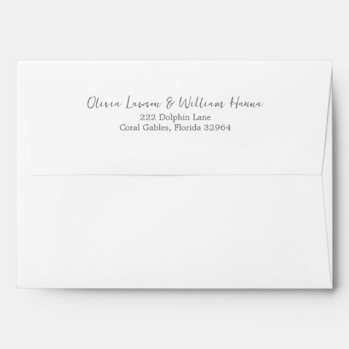 Simple Script Preprinted Return Address Wedding Envelope