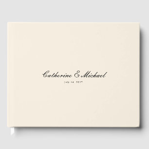 Simple Script Pretty Cream Wedding Guest Book
