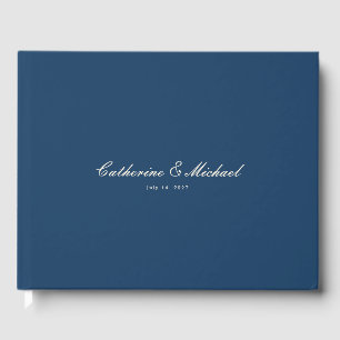 Simple Script Pretty Navy Blue Wedding Guest Book
