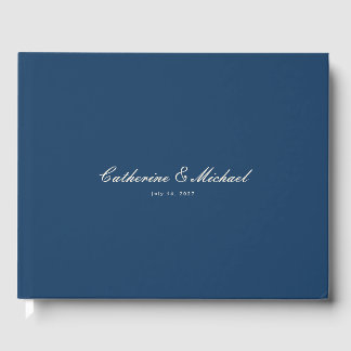 Simple Script Pretty Navy Blue Wedding Guest Book