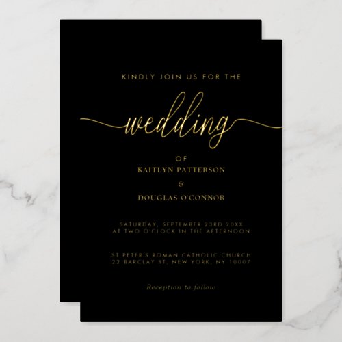 Simple Script _ Real Foil _ Wedding Invitation Foil Invitation
