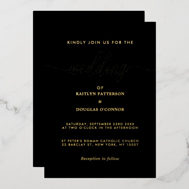 Simple Script - Real Foil - Wedding Invitation Foil Invitation (Front/Back)