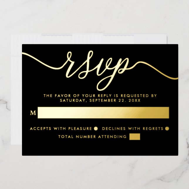 Simple Script - Real Foil - Wedding RSVP Invitation (Envelope)