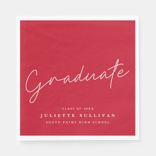 Simple Script Red Graduation Party Napkins