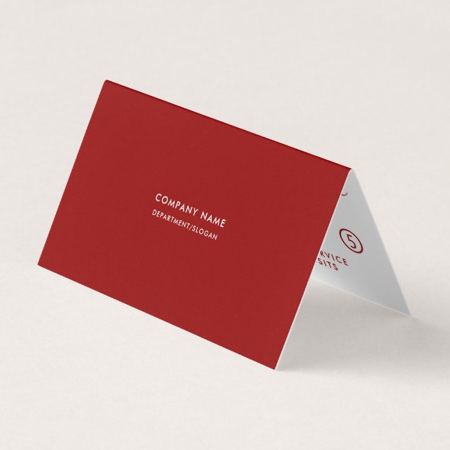 Simple Script - Red & White Double Loyalty Business Card (Front)
