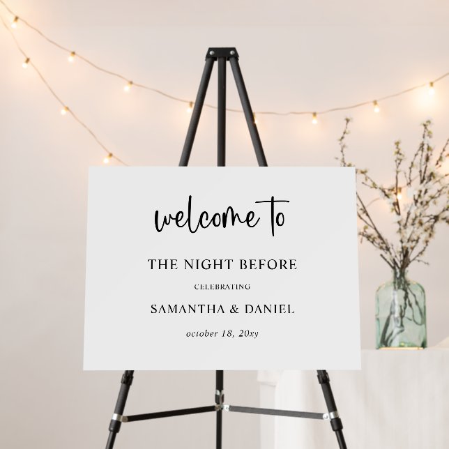 Simple Script Rehearsal Dinner Welcome Sign (In Situ (Stand))