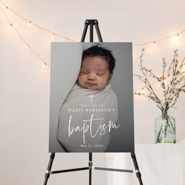 Simple Script Religious Baptism Photo Welcome Foam Board (In Situ (Stand))