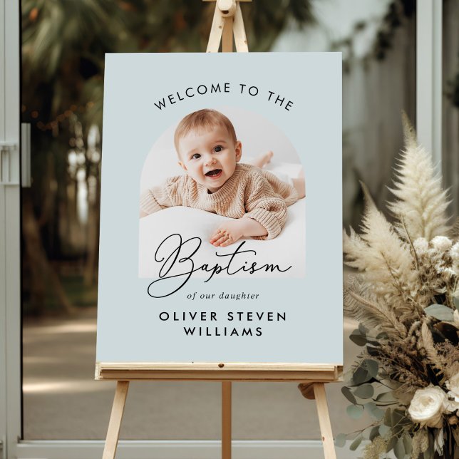 Simple Script Religious Baptism Photo Welcome Foam Board (Creator Uploaded)