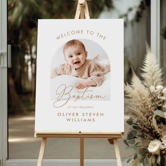 Simple Script Religious Baptism Photo Welcome Foam Board (Creator Uploaded)