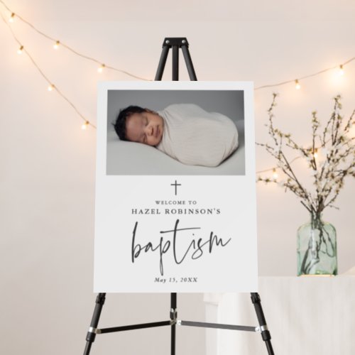 Simple Script Religious Baptism Photo Welcome Foam Board