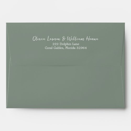 Simple Script Return Address Sage Green Envelope