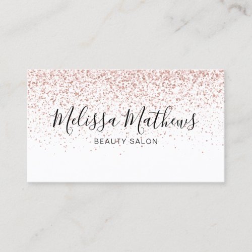 Simple Script Rose Gold Glitter Business Card