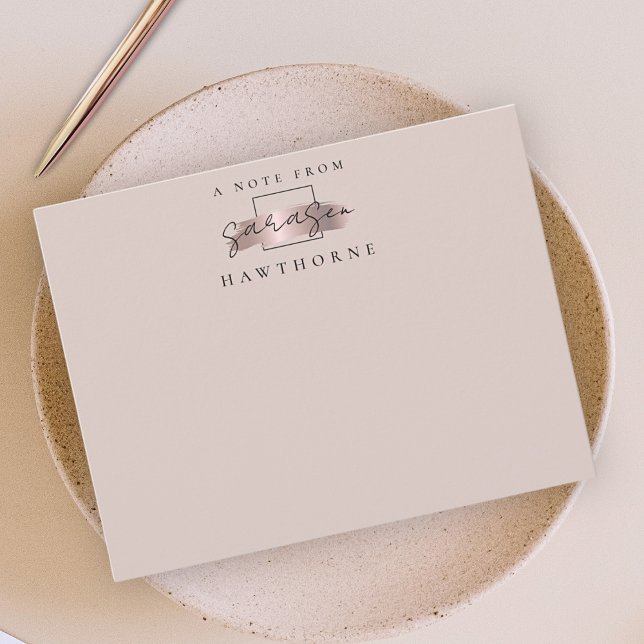 Simple Script Rose Gold Personalized Stationery Note Card (Creator Uploaded)