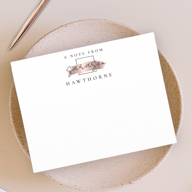 Simple Script Rose Gold Personalized Stationery Note Card (Creator Uploaded)