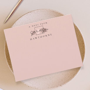 Simple Script Rose Gold Personalized Stationery Note Card