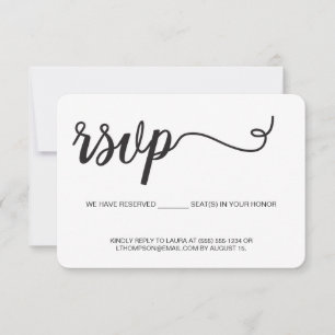 Simple Script RSVP birthday Reserved Seat
