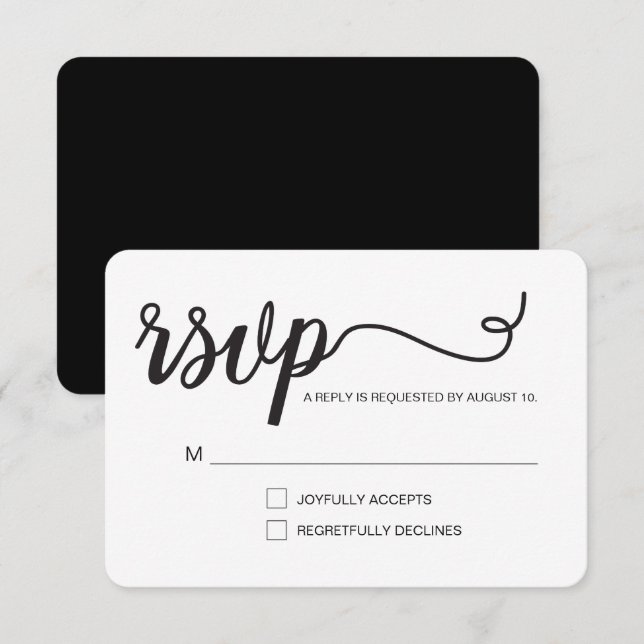Simple Script RSVP without mailing Reserved Seat Card (Front/Back)