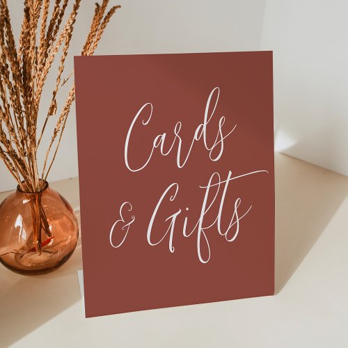 Simple Script Rust Wedding Cards and Gifts Pedestal Sign