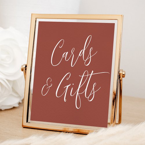 Simple Script Rust Wedding Cards and Gifts Sign