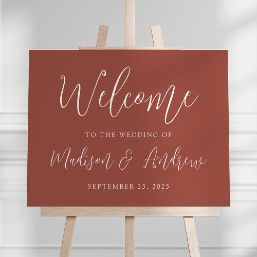 Simple Script Rust Wedding Welcome Foam Board