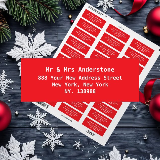 Simple Script Rustic Red Holiday Return Address Label (Red return address labels.)