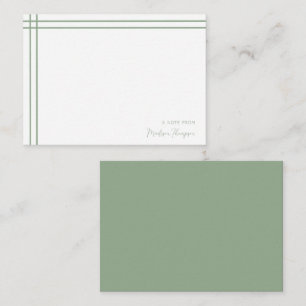 Simple Script Sage Green 2 Side Double Border Note Card