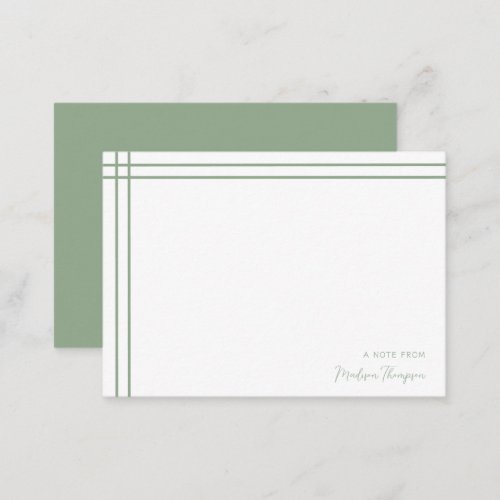 Simple Script Sage Green 2 Side Double Border Note Card