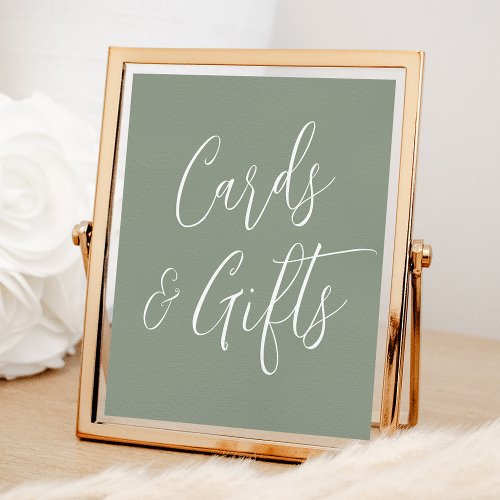 Simple Script Sage Green Wedding Cards and Gifts Poster