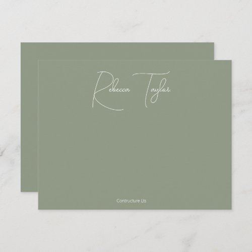 Simple Script Sage Handwritting Name Stationery  Note Card