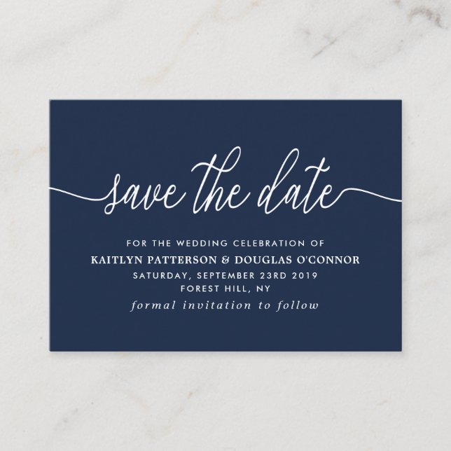 Simple Script Save The Date Enclosure Card (Front)