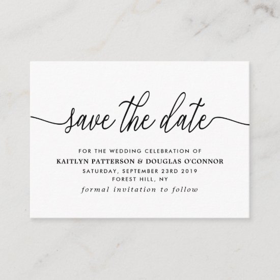 Simple Script Save The Date Enclosure Card