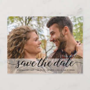 Simple Script Save the Date Engagement Photo Postcard