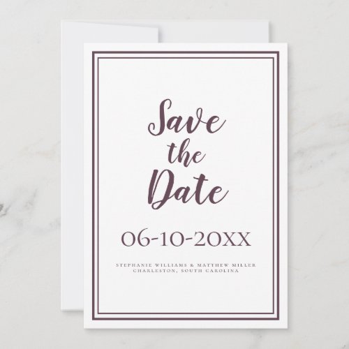Simple Script Save The Date Wedding Classic Purple