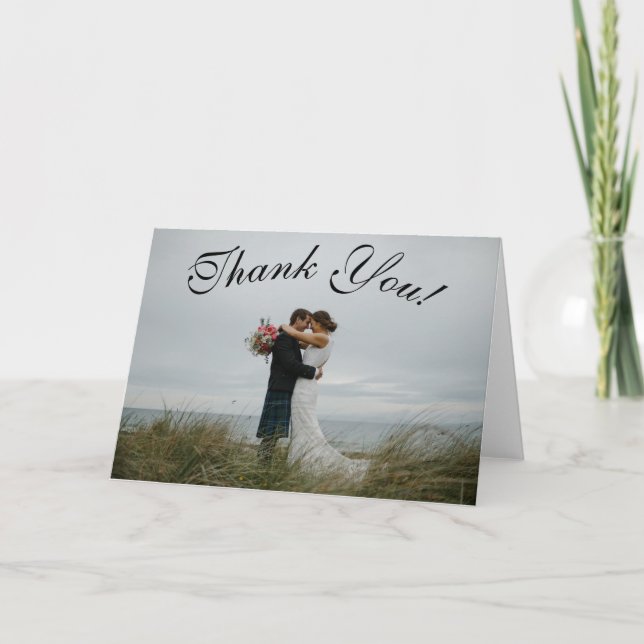 Simple script – Scottish wedding Thank You Card (Front)